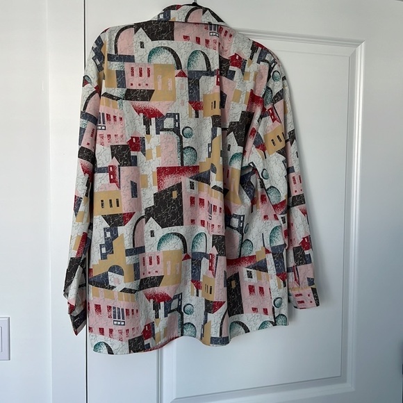 Colorful pixel painting long sleeve button‎ down blouse - Picture 2 of 2